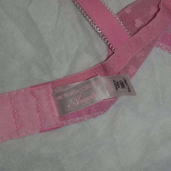 Vtg NEW Victoria's Secret Angels Pink Ruffled Heart Balconet, 36D - Picture 9 of 10